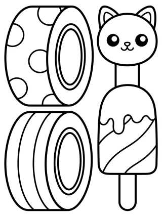 Desenho de Washi Tapes e Marcadores Fofos para colorir e imprimir grátis