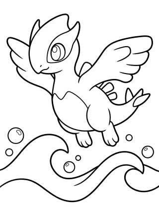 Lugia Kawaii no Oceano para colorir Desenho de Lugia Kawaii no Oceano para colorir e imprimir grátis
