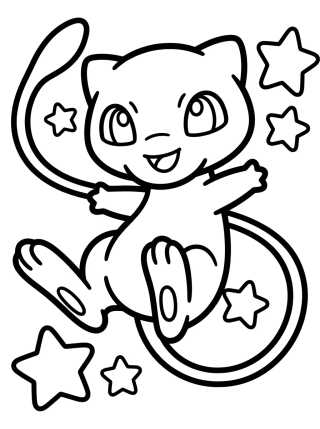 Mew Fofo e Sorridente para colorir Desenho de Mew Fofo e Sorridente para colorir e imprimir grátis