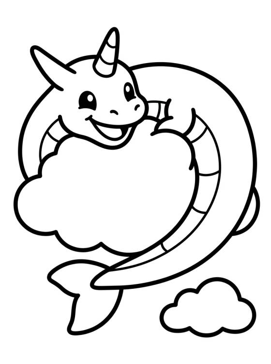 Desenho de Rayquaza Fofo no Céu para colorir e imprimir grátis