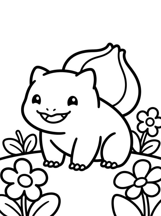 Bulbasaur Alegre no Jardim para colorir Desenho de Bulbasaur Alegre no Jardim para colorir e imprimir grátis