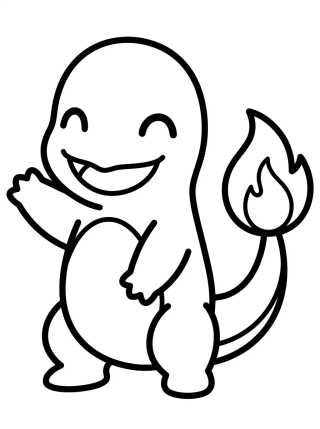 Desenho de Charmander Feliz com Pequenas Chamas para colorir e imprimir grátis