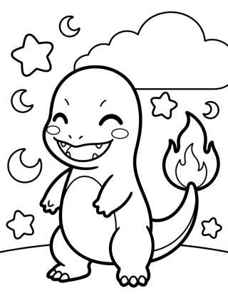 Desenho de Charmander Feliz para colorir e imprimir grátis