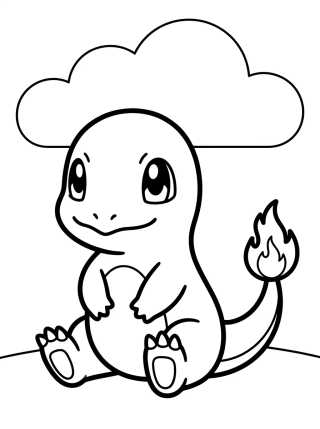 Desenho de Charmander Fofinho Brincando para colorir e imprimir grátis
