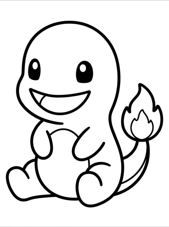 Desenho de Charmander Kawaii Sorrindo para colorir e imprimir grátis