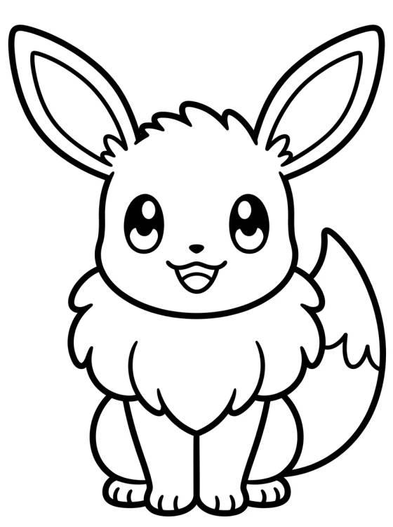 Desenho de Eevee Fofinho Sentado para colorir e imprimir grátis