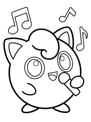Desenho de Jigglypuff Cantando Alegremente para colorir e imprimir grátis