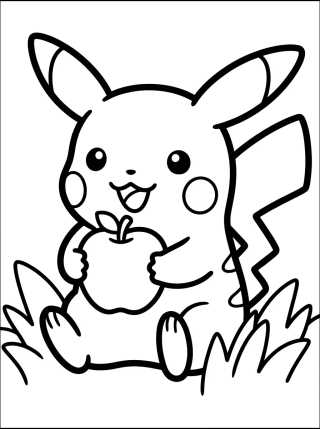 Pikachu Kawaii Sorrindo para colorir Desenho de Pikachu Kawaii Sorrindo para colorir e imprimir grátis