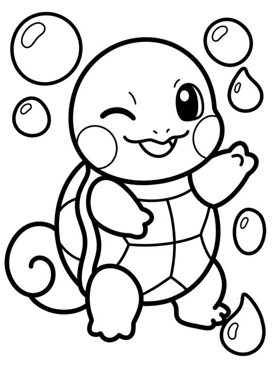 Desenho de Squirtle Brincando na Água para colorir e imprimir grátis