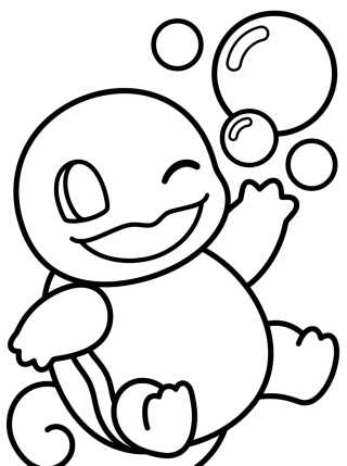 Desenho de Squirtle Kawaii Brincando com Água para colorir e imprimir grátis