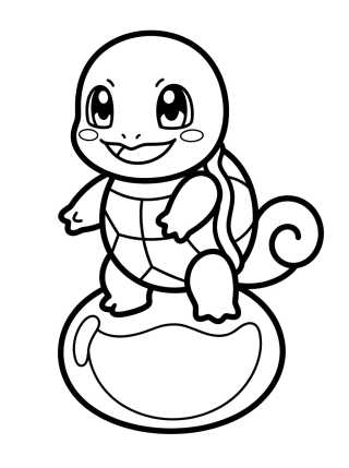 Desenho de Squirtle Kawaii Brincando na Água para colorir e imprimir grátis