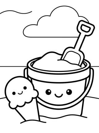 Desenho de Balde e Pazinha de Areia para colorir e imprimir grátis
