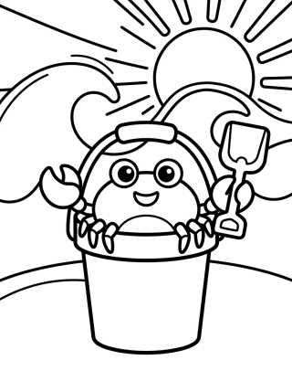Caranguejinho no Balde de Areia para colorir Desenho de Caranguejinho no Balde de Areia para colorir e imprimir grátis