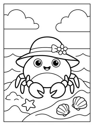 Desenho de Caranguejo Fofinho na Areia para colorir e imprimir grátis