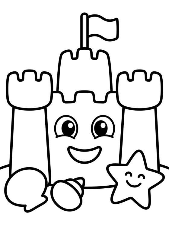 Castelo de Areia com Sorriso para colorir Desenho de Castelo de Areia com Sorriso para colorir e imprimir grátis