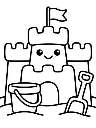 Castelo de Areia Fofo para colorir Desenho de Castelo de Areia Fofo para colorir e imprimir grátis