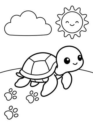 Desenho de Tartaruga Bebê na Areia para colorir e imprimir grátis