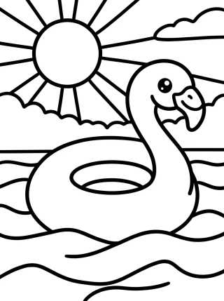 Desenho de Boia de Flaminginho na Piscina para colorir e imprimir grátis
