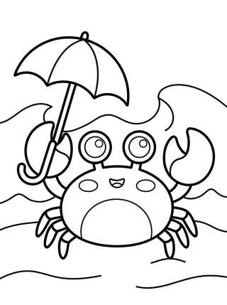 Desenho de Caranguejo Fofo na Areia para colorir e imprimir grátis
