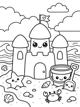 Desenho de Castelo de Areia Fofinho para colorir e imprimir grátis