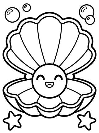 Desenho de Conchinha Sorridente no Mar para colorir e imprimir grátis