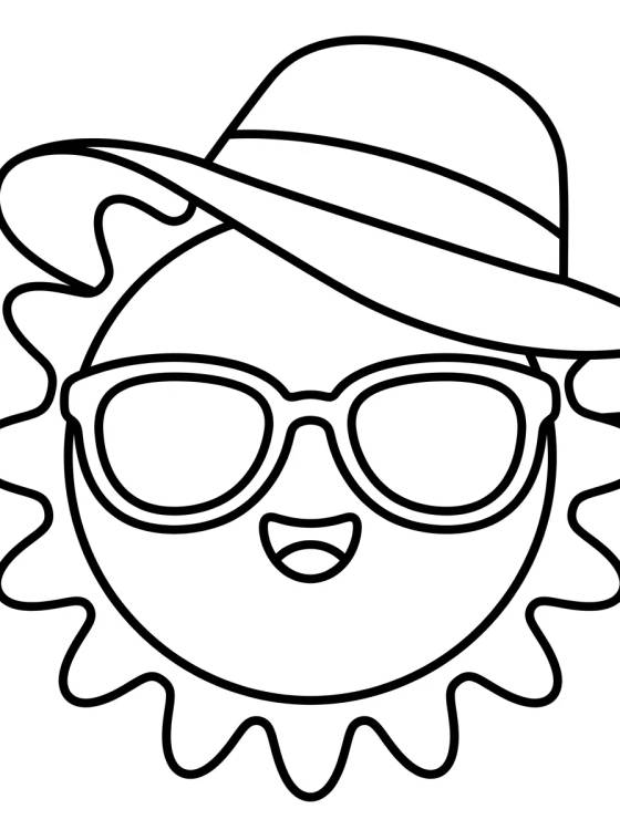 Solzinho Fofo de Óculos de Sol para colorir Desenho de Solzinho Fofo de Óculos de Sol para colorir e imprimir grátis