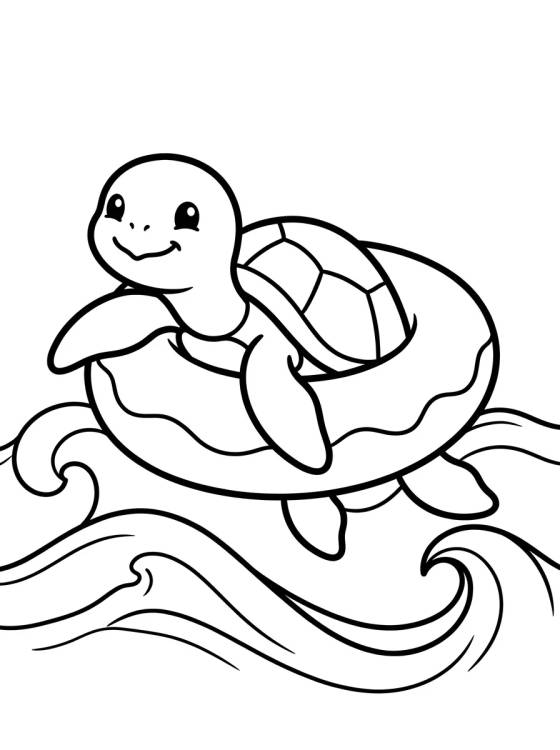 Tartaruguinha de Boia no Mar para colorir Desenho de Tartaruguinha de Boia no Mar para colorir e imprimir grátis