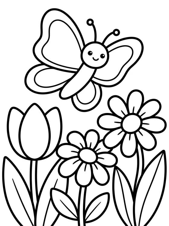 Desenho de Borboleta no Jardim para colorir e imprimir grátis