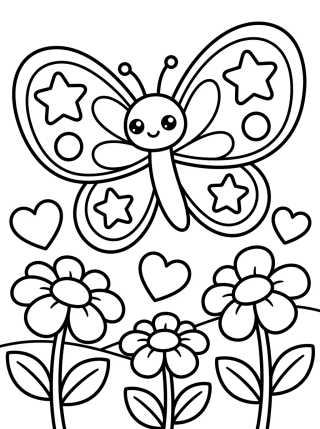 Desenho de Borboleta voando no Jardim para colorir e imprimir grátis