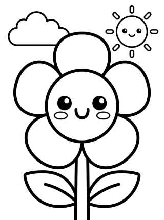 Desenho de Flor Fofa Sorrindo para colorir e imprimir grátis