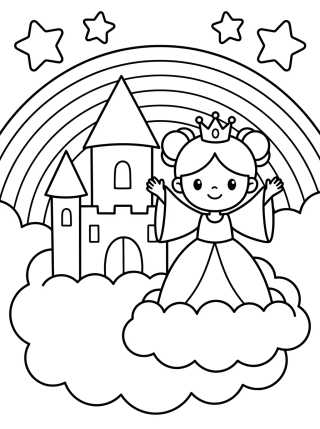 Princesa no Castelo das Nuvens para colorir Desenho de Princesa no Castelo das Nuvens para colorir e imprimir grátis