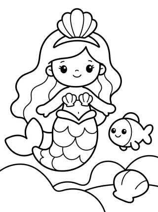 Desenho de Princesa Sereia para colorir e imprimir grátis