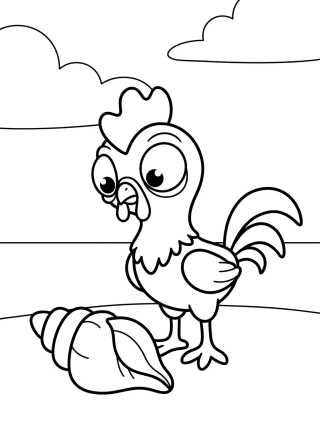 Desenho de Hei Hei Confuso com uma Concha para colorir e imprimir grátis