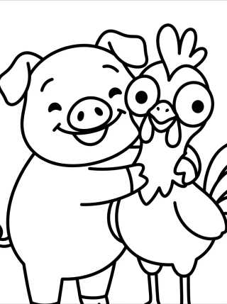 Pua e Hei Hei Abraçados para colorir Desenho de Pua e Hei Hei Abraçados para colorir e imprimir grátis