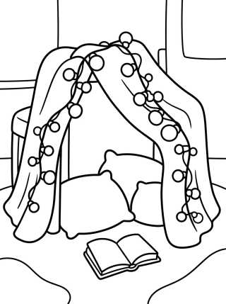 Cabana de Lençol e Pisca-Pisca para colorir Desenho de Cabana de Lençol e Pisca-Pisca para colorir e imprimir grátis