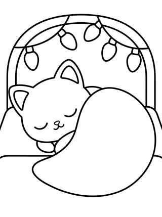 Gatinho Aconchegado na Cama para colorir Desenho de Gatinho Aconchegado na Cama para colorir e imprimir grátis