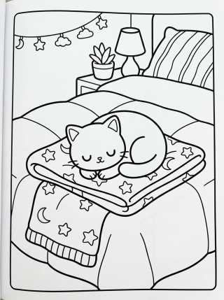 Gatinho Dormindo na Peseira para colorir Desenho de Gatinho Dormindo na Peseira para colorir e imprimir grátis