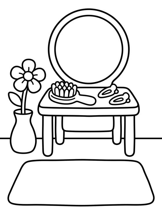 Desenho de Penteadeira Aconchegante com Espelho para colorir e imprimir grátis