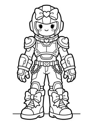 Desenho de Armadura Futurista com Laço Fofo para colorir e imprimir grátis