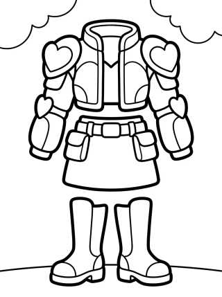 Desenho de Armadura Kawaii com Botas Estilosas para colorir e imprimir grátis