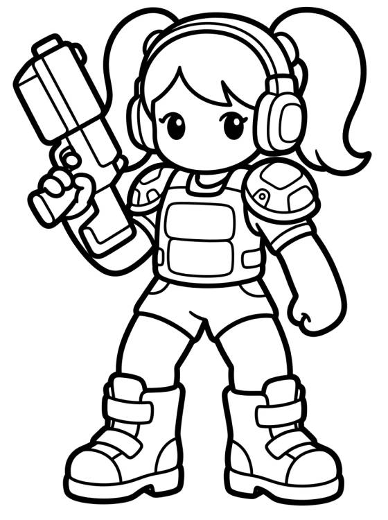 Desenho de Look Cyberpunk de Combate para colorir e imprimir grátis
