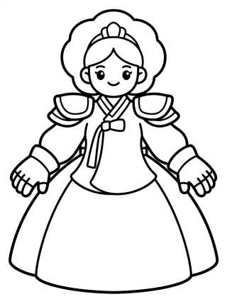 Traje Hanbok de Guerreira K-Pop para colorir Desenho de Traje Hanbok de Guerreira K-Pop para colorir e imprimir grátis