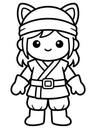 Desenho de Traje Ninja K-Pop com Tiara para colorir e imprimir grátis