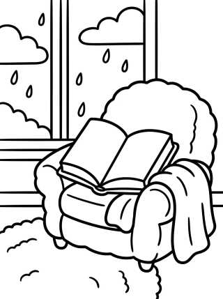 Leitura na Janela em Dia de Chuva para colorir Desenho de Leitura na Janela em Dia de Chuva para colorir e imprimir grátis