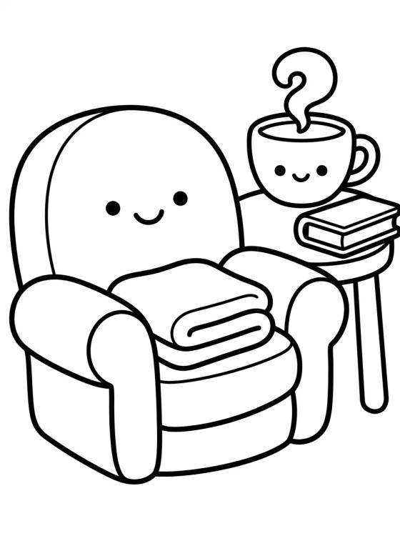 Desenho de Poltrona e Chá Quentinho para colorir e imprimir grátis