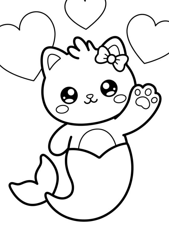 Sereiata Acenando Fofinha para colorir Desenho de Sereiata Acenando Fofinha para colorir e imprimir grátis