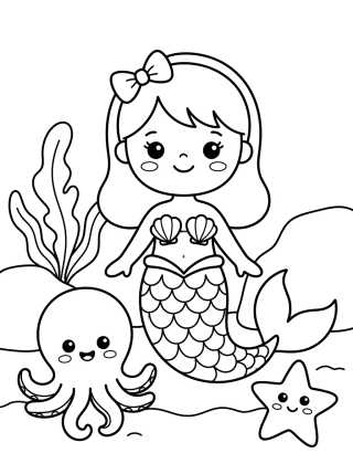 Desenho de Sereiata com Amigos do Mar para colorir e imprimir grátis