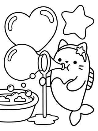 Desenho de Sereiata com Bolhas de Sabão Mágicas para colorir e imprimir grátis