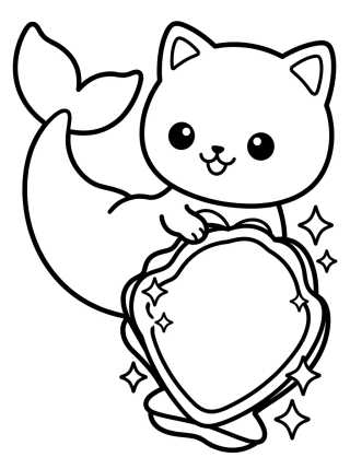 Desenho de Sereiata com Espelho de Concha para colorir e imprimir grátis