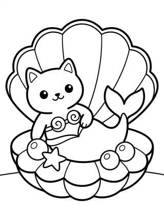 Desenho de Sereiata Descansando em uma Concha para colorir e imprimir grátis